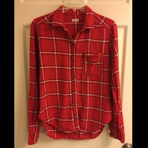 Hollister Red Flannel Shirt, Sz S